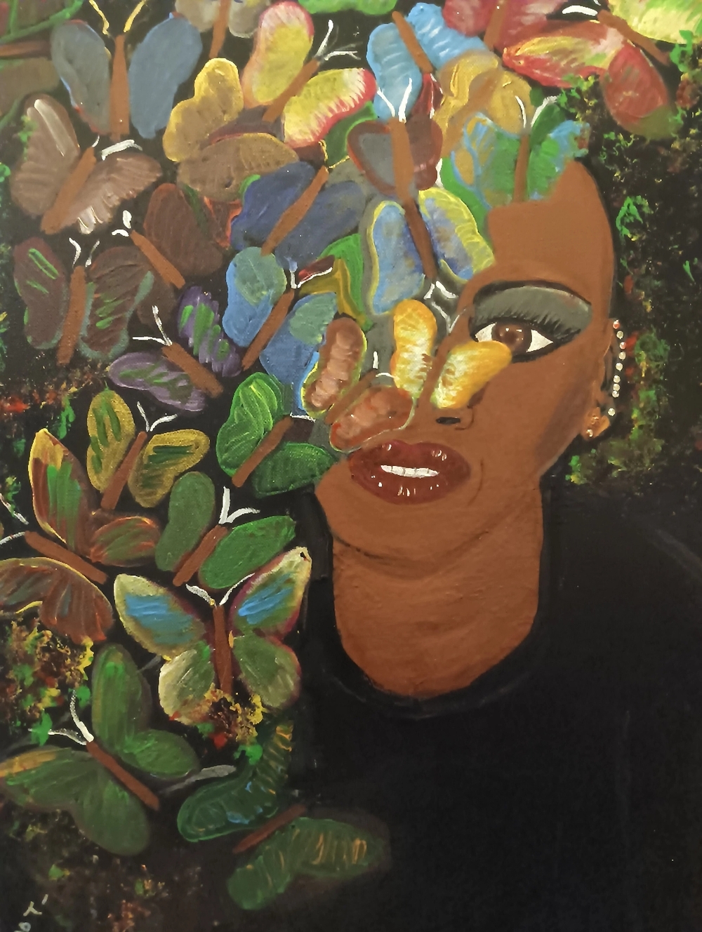 Vibrant Butterfly Art on Black Canvas "INSPIRE"